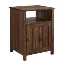 Kirkland's Home Accent & End Tables-Dark Walnut Grooved Door Side Table