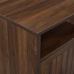 Kirkland's Home Accent & End Tables-Dark Walnut Grooved Door Side Table