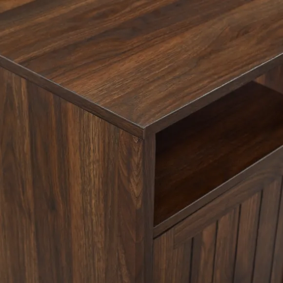 Kirkland's Home Accent & End Tables-Dark Walnut Grooved Door Side Table