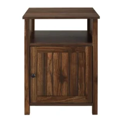 Kirkland's Home Accent & End Tables-Dark Walnut Grooved Door Side Table
