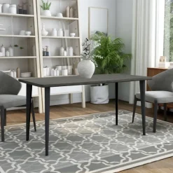 Kirkland's Home Dining Tables-Dark Wood And Metal Dining Table