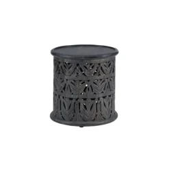 Kirkland's Home Accent & End Tables-Dark Wood Carved Detail Accent Table