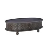 Kirkland's Home Coffee Tables-Dark Wood Carved Medallion Coffee Table