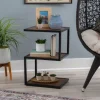 Kirkland's Home Accent & End Tables-Dark Wood Shelves S-Frame Accent Table