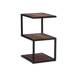 Kirkland's Home Accent & End Tables-Dark Wood Shelves S-Frame Accent Table