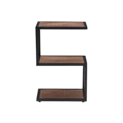 Kirkland's Home Accent & End Tables-Dark Wood Shelves S-Frame Accent Table