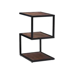 Kirkland's Home Accent & End Tables-Dark Wood Shelves S-Frame Accent Table