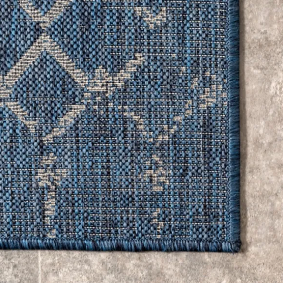 Kirkland's Home Outdoor Rugs-Davon Blue Moroccan Trellis Outdoor Rug, 8X10