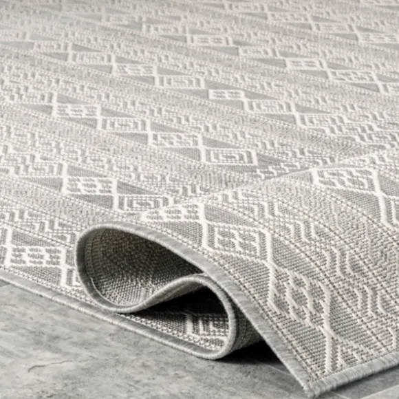 Kirkland's Home Outdoor Rugs-Davon Gray Geometric Striped Outdoor Rug, 8X10