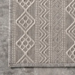 Kirkland's Home Outdoor Rugs-Davon Gray Geometric Striped Outdoor Rug, 8X10