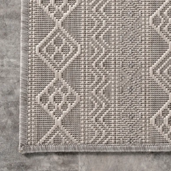 Kirkland's Home Outdoor Rugs-Davon Gray Geometric Striped Outdoor Rug, 8X10