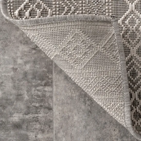 Kirkland's Home Outdoor Rugs-Davon Gray Geometric Striped Outdoor Rug, 5X8