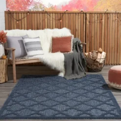 Kirkland's Home Outdoor Rugs-Deep Navy Trellis Outdoor Area Rug, 4X6