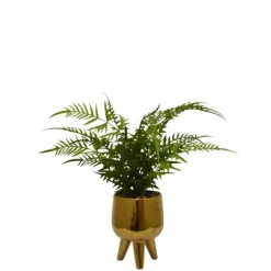 Kirkland's Home Arrangements & Greenery-Desktop Palm Plant In Gold Planter