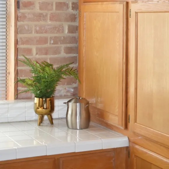 Kirkland's Home Arrangements & Greenery-Desktop Palm Plant In Gold Planter