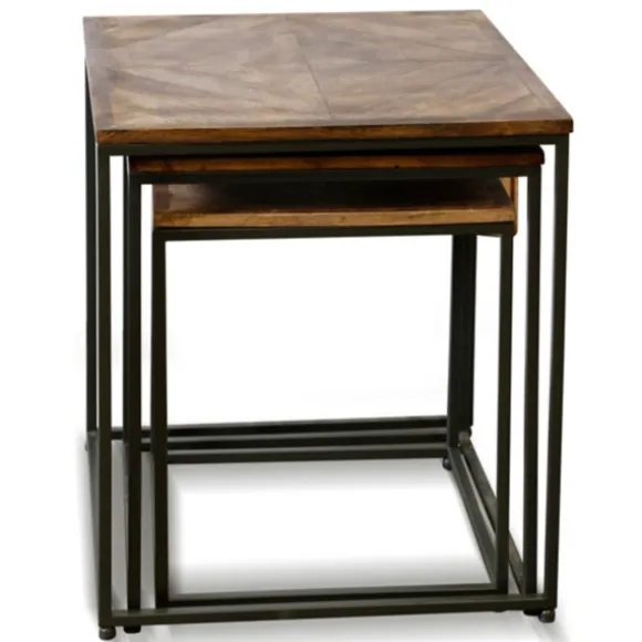 Kirkland's Home Accent & End Tables-Diamond Wood Top Nesting Accent Tables, Set Of 3
