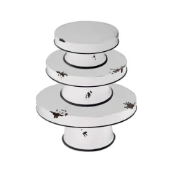 Kirkland's Home Decorative Trays-Distressed Black Pedestal Trays, Set Of 3