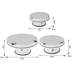 Kirkland's Home Decorative Trays-Distressed Black Pedestal Trays, Set Of 3