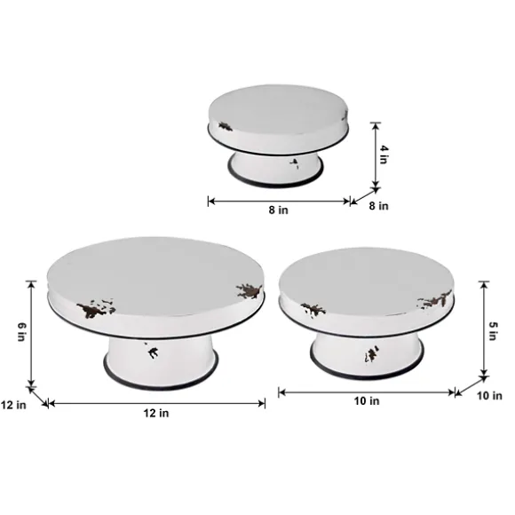 Kirkland's Home Decorative Trays-Distressed Black Pedestal Trays, Set Of 3