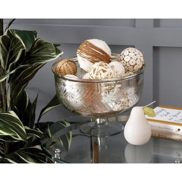 Kirkland's Home Decorative Bowls & Jars-Distressed Glass Pedestal Bowl