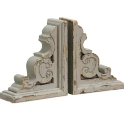 Kirkland's Home Decorative Accents-Distressed Gray Scrolled Bookends, Set Of 2