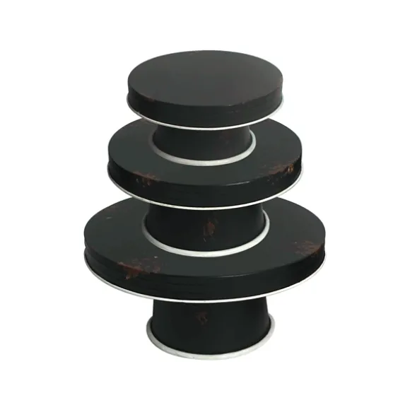 Kirkland's Home Decorative Trays-Distressed Pedestal Trays, Set Of 3