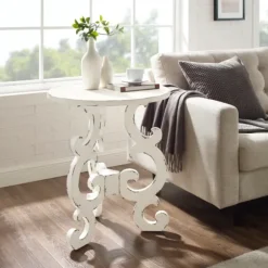 Kirkland's Home Accent & End Tables-Distressed Scrollwork Accent Table