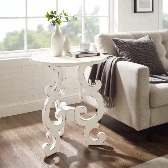 Kirkland's Home Accent & End Tables-Distressed Scrollwork Accent Table