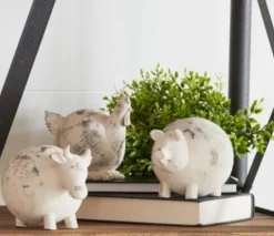 Kirkland's Home Statues & Figurines-Distressed Trio Farm Animals Figurine