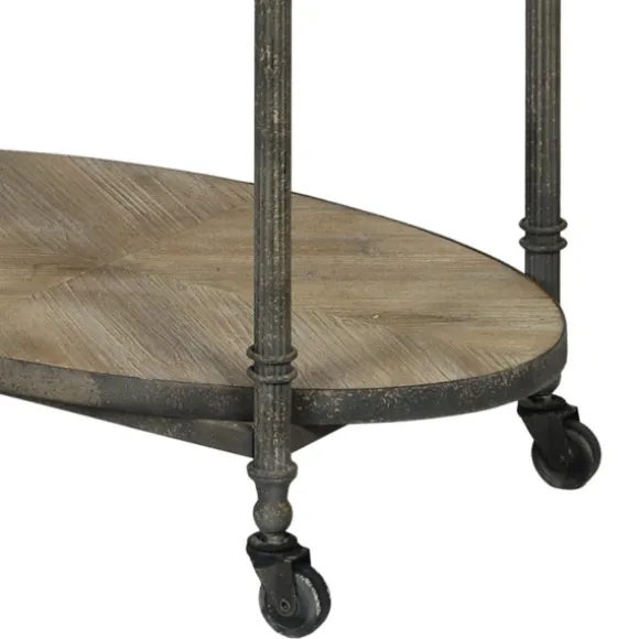 Kirkland's Home Accent & End Tables-Distressed Vintage Rolling Cart Accent Table