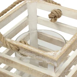 Kirkland's Home Lanterns-Distressed White Beach House Lantern