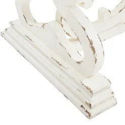 Kirkland's Home Coffee Tables-Distressed White Scrollwork Base Coffee Table