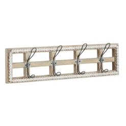 Kirkland's Home Hooks-Distressed White Wood And Metal Wall Hooks