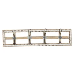 Kirkland's Home Hooks-Distressed White Wood And Metal Wall Hooks
