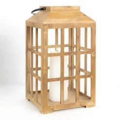 Kirkland's Home Lanterns-Distressed Windowpane Wood Lantern, 16 In.