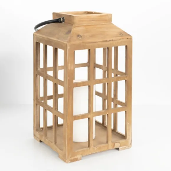 Kirkland's Home Lanterns-Distressed Windowpane Wood Lantern, 12 In.