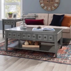 Kirkland's Home Coffee Tables-Distressed Wood 3-Drawer Coffee Table