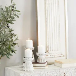 Kirkland's Home Candle Holders-Distressed Wood Pillar Candle Holders, Set Of 3