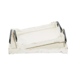 Kirkland's Home Decorative Trays-Distressed Wood Trays, Set Of 2