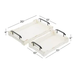 Kirkland's Home Decorative Trays-Distressed Wood Trays, Set Of 2