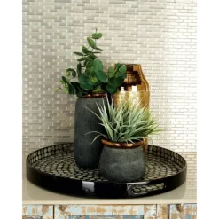 Kirkland's Home Decorative Trays-Dotted Shell Round Wooden Tray