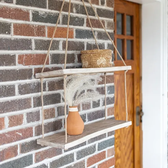 Kirkland's Home Shelves-Driftwood And Jute Rope Hanging Wall Shelf