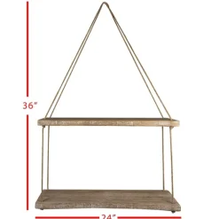 Kirkland's Home Shelves-Driftwood And Jute Rope Hanging Wall Shelf