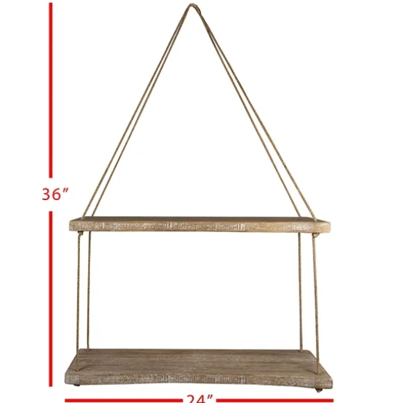 Kirkland's Home Shelves-Driftwood And Jute Rope Hanging Wall Shelf