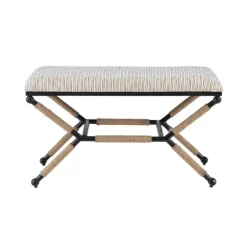 Kirkland's Home Benches & Ottomans-Eclectic Black And White Striped X Frame Bench