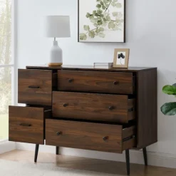 Kirkland's Home Dressers & Chests-Eden Dark Walnut Tapered Legs Dresser