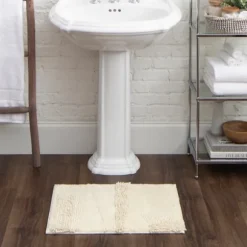 Kirkland's Home Bathroom Rugs-Eggshell Asymmetrical Cotton Bath Mat, 24 In.