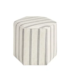 Kirkland's Home Benches & Ottomans-Ellen Stripe Martha Stewart Hexagon Ottoman