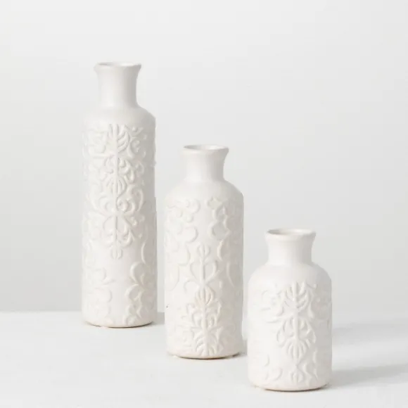 Kirkland's Home Vases-Embossed Scrolling 3-Pc. Vase Set
