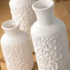 Kirkland's Home Vases-Embossed Scrolling 3-Pc. Vase Set